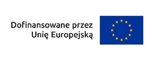 Flaga Unii Europejskiej z opisem „Dofinansowane przez Unię Europejską”